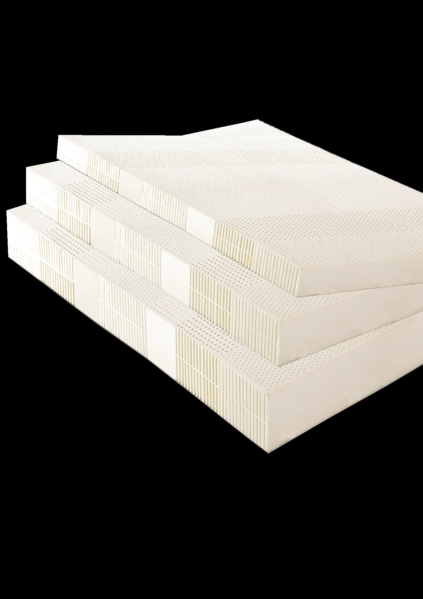 Stack of natural latex sheets on a dark background