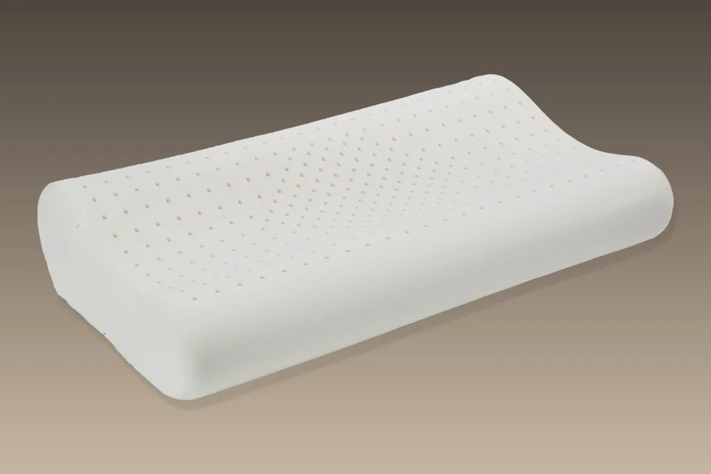 Natural latex contour pillow with a curved shape for neck support